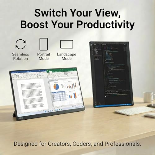 Image of AXM 16 inch Portable Monitor FHD IPS 120Hz Flicker-Free 400 Nits 140% sRGB(OLED-Like Colors) USB-C HDMI 2nd Monitor for Switch (Dock-Free), Windows, MacBook, Phone, Xbox