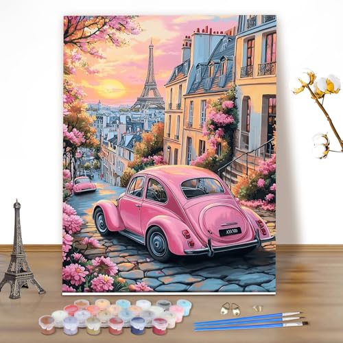 Miniatura 8 de MEIYUDA Pintar por Numeros Adultos París al atardecer, DIY Painting by Numbers Kits Cuadros por Numeros, Pintura de Bricolaje Sobre Lienzo con Pinceles Decoración para el Hogar 40x50cm(sin marco)