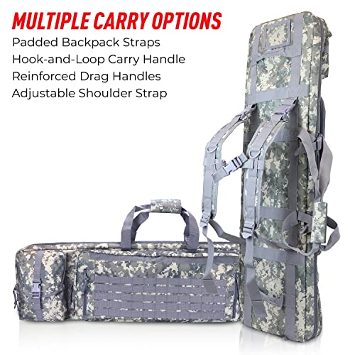 Osage River Double Rifle Bag Tactical Long Rifle And Pistol Bag, Soft Rifle Backpack Gun Bag With Lockable Zippers And Padded Handles, Available Length In 36" 42" 46" 51" 55", -42", Acu Digital Camo #TOP5