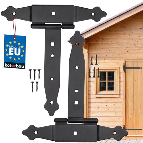 KOTARBAU® Set di 2 ganci a croce da 200 mm, con cerniera a T, rivestimento in polvere