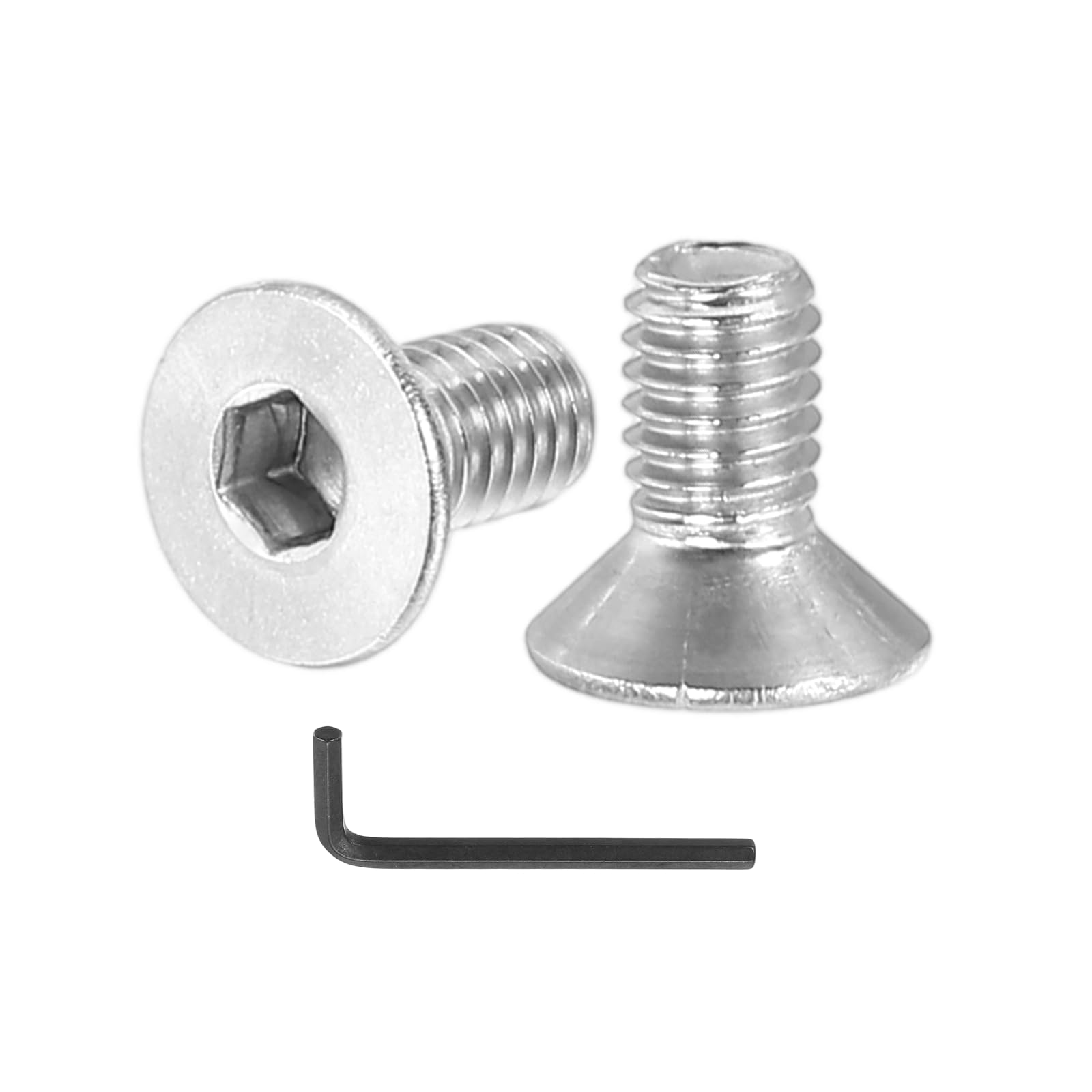 PATIKIL M3 x 6 mm Flat Head Socket Cap Screws, 100 Pcs 304 Stainless Steel Head Screw Bolts Hex Socket Drive Countersunk Bolts for Binding Furniture Table Machinery, Silver