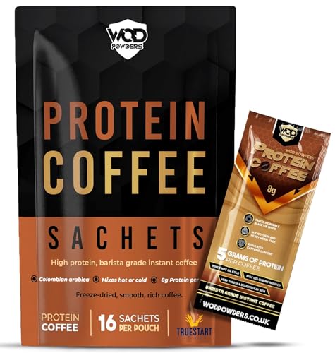 Protein Coffee Sachets - 16 Sachets per Pouch - Barista Grade Freeze Dried Grass-Fed Bovine Collagen Coffee TrueStart | Over 5g Protein per Serving - Made by WOD Powders
