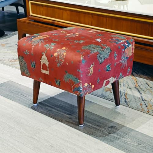 Image of The Artage Pouffe Home Decor Ottoman Furniture for Living room Extra Seat Footrest Dressing Table Vanity Stool Sitting Mudda High Density Cushioning Puffy Stool for Bedroom Living Room Decor Footstool