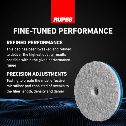 Image of RUPES 9.MF80H Pack of 6 Blue D-A Coarse Microfiber Extreme Cut Polishing Pads 85mm | Compatible with 3 inch Backing Plate | Enhances Final Finish & Gloss | Fast Severe Defects Removal