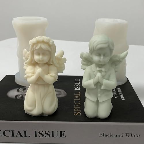 3D Angel Boy Angel Girl Candle Moulds for Candle Making, Sturdy Heavy Duty Plaster Resin Crafts Maki