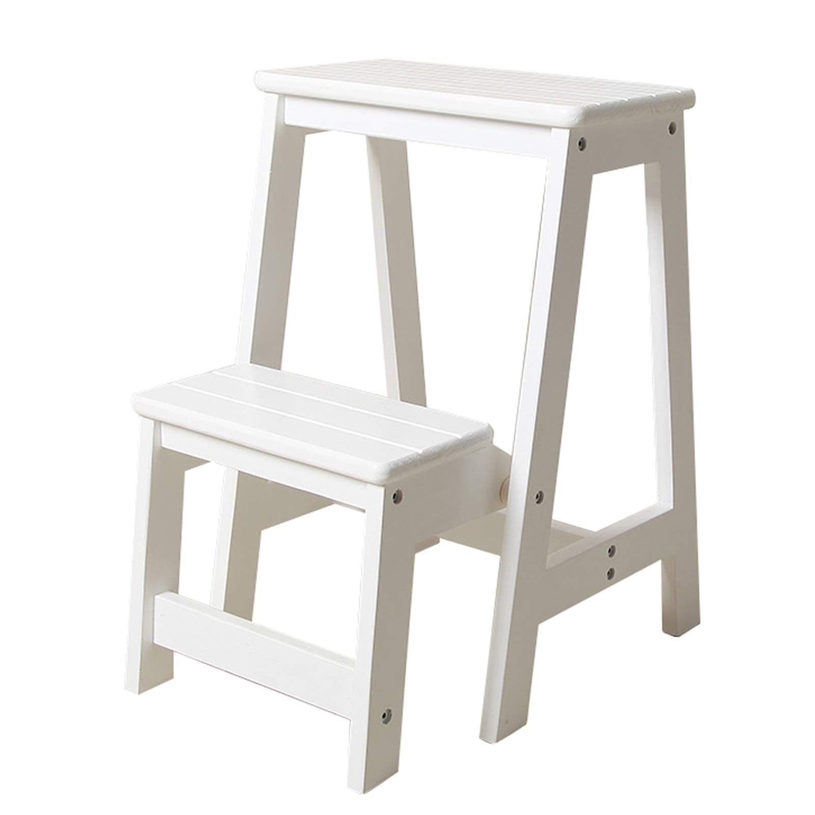 Foldable Stool Solid Wood Chair Multifunction Stepladder Space Saving Sturdy Step Ladder for Library, Home and Kitchen 150kg Capacity
