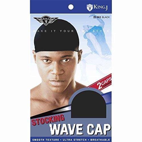 KING J Head Gear Stocking Wave-Cap 2pcs Black (Model: 061)