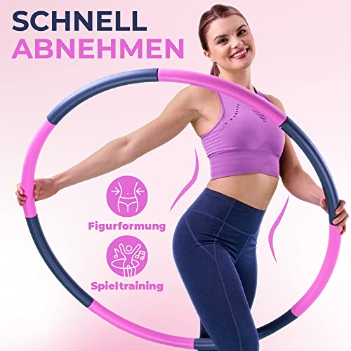 Foto von SummerFan Hula Hoop Reifen Erwachsene 1,5kg für Anfänger aus Schaumstoff - Schnell abnehmen - Figurformung - Fitness Hoola Hup Sport - Einstellbar 75-100cm
