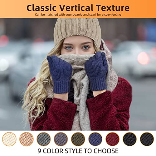 Phodil Winter Gloves Men Women With Touchscreen Fingers 3 Pairs,Gloves For Men Cold Weather Knit Warm Anti-Slip Design,Gloves For Women With Fleece Lining -M #TOP5