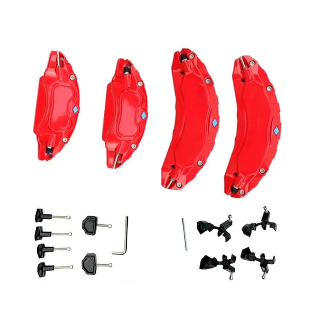 Copri Pinza Freno Auto TKSE - 2 Pezzi In Lega Alluminio, Colore Rosso, Per Mozzi 16-17 Pollici