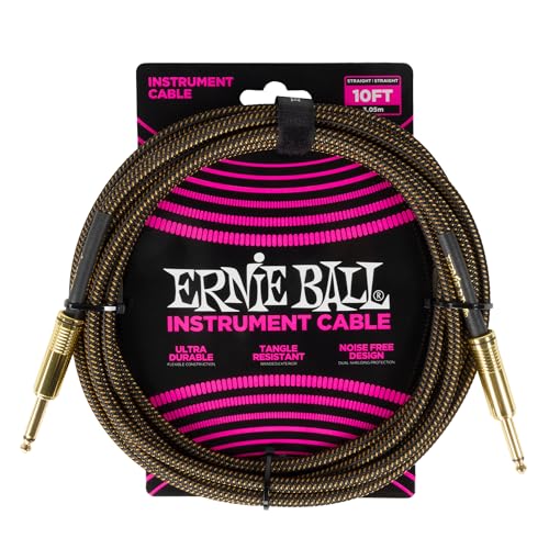 Image of Ernie Ball Braided Instrument Cable Straight /Straight 10ft - Pay Dirt (P06428)