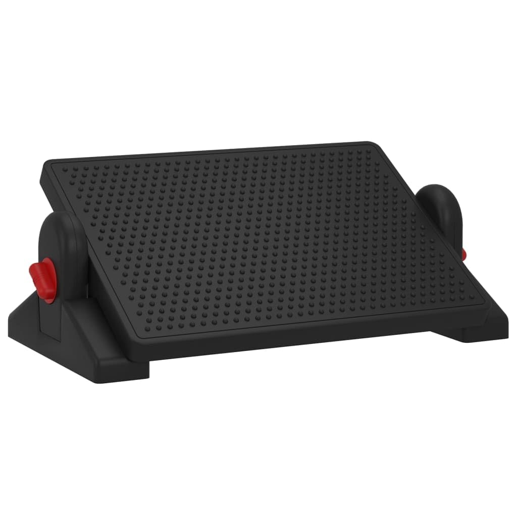 Reposapiés negro, 50 x 30,5 x 17 cm, altura regulable, de material HIPS con superficie de masaje para aliviar la tensión de piernas, espalda y caderas, ideal para oficina y hogar