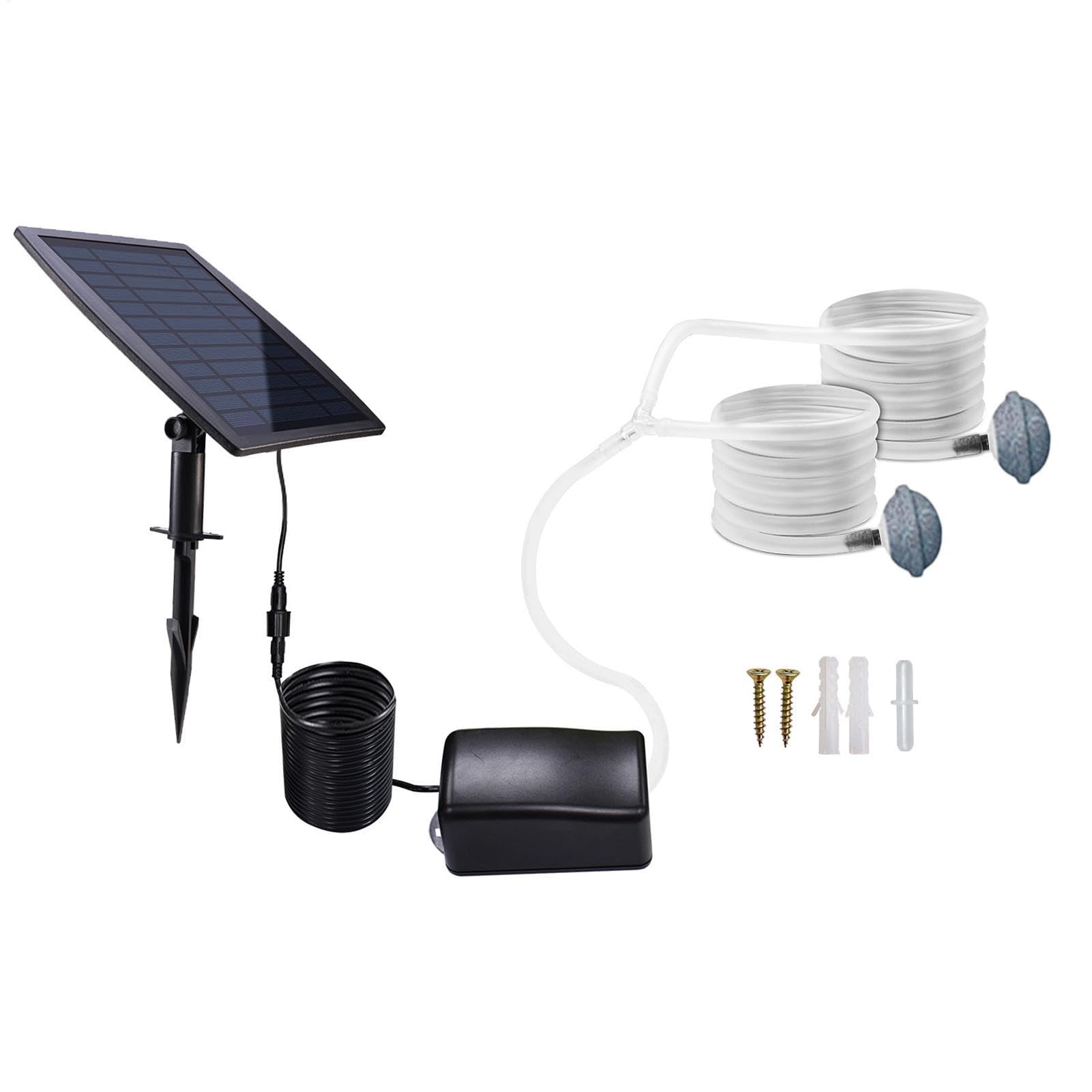 Aérateur de pompe à air pour bassin extérieur, pompe à oxygène solaire avec trois modes, oxygénateur silencieux pour aquarium pour hydroponiques pour la pêche large
