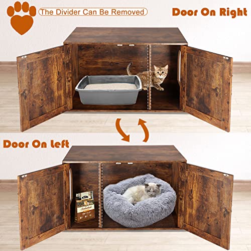Timberer Hidden Cat Litter Box Enclosure, Wooden Cat Cabinet, Indoor Cat House With Removable Partition, Cat Washroom Furniture Fit Most Of Litter Box #TOP1
