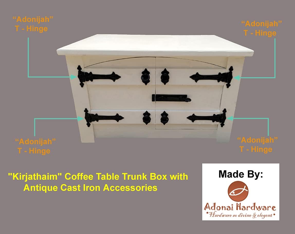 Super Deal Product Adonai Hardware Adonijah Antique Cast Iron Strap T Hinge (7.9 x 8 Pack, Matte Black) for Barn Doors, Gates, Kitchen Cabinets, Sheds, Wooden Box, Furniture, Cedar Chest and Trunks