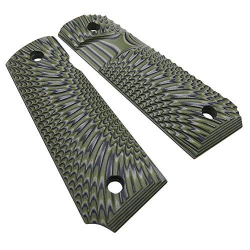 Cool Hand 1911 Full Size G10 Grips, Screws Included, Big Scoop, Ambi Safety Cut, Sunburst Texture, Od/Black #TOP5