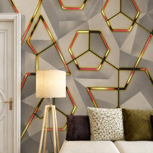 Image of Wings Star Wall Stickers DIY Wallpaper (45 x 500 CM, Beige & Gold) | Self Adhesive PVC Roll | Home Decoration for Living Room Hall Bedroom | Easy Peel and Stick Decor Paper