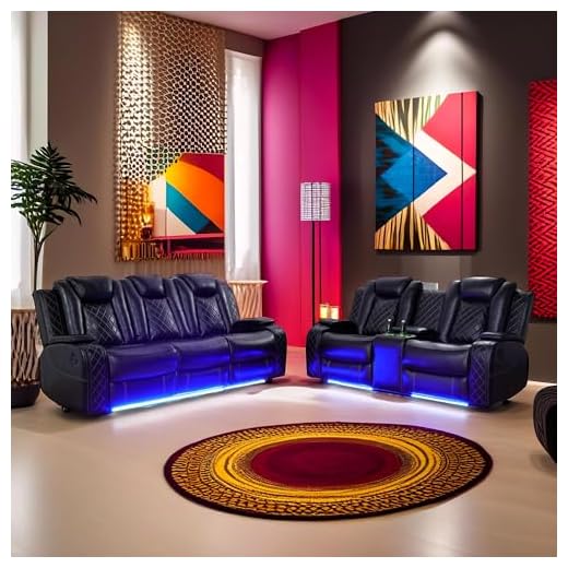 FUOROLA Shori Power Recliner Living Room Set with LED for Living Room, Dormitory, Guest House, Playroom, Airbnb,Apartment