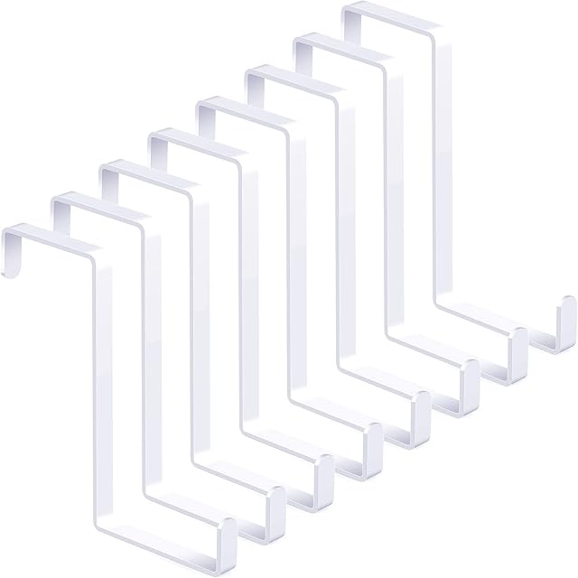 8 Pack Over Door Hooks, Metal Over The Door Hook Z-Shaped Wreath Hanger Hangers White Coat Towel Hooks Fit 4cm and 5cm Door Widths (Hold Up 15kg)