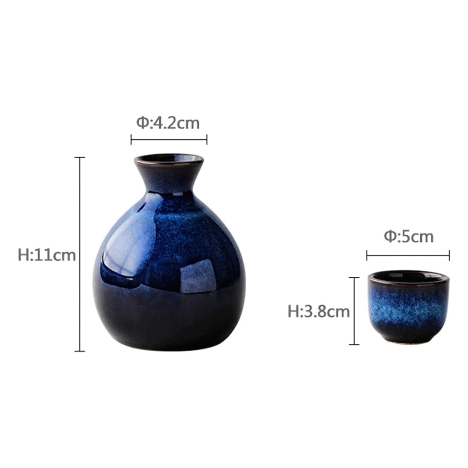 Japanisches marineblaues Steingut-Sakeglas-Set – Elegantes Keramik-Trinkgeschirr für warmen/kalten Sake, perfekte Heimdekoration und Geschenk für Sake-Liebhaber
