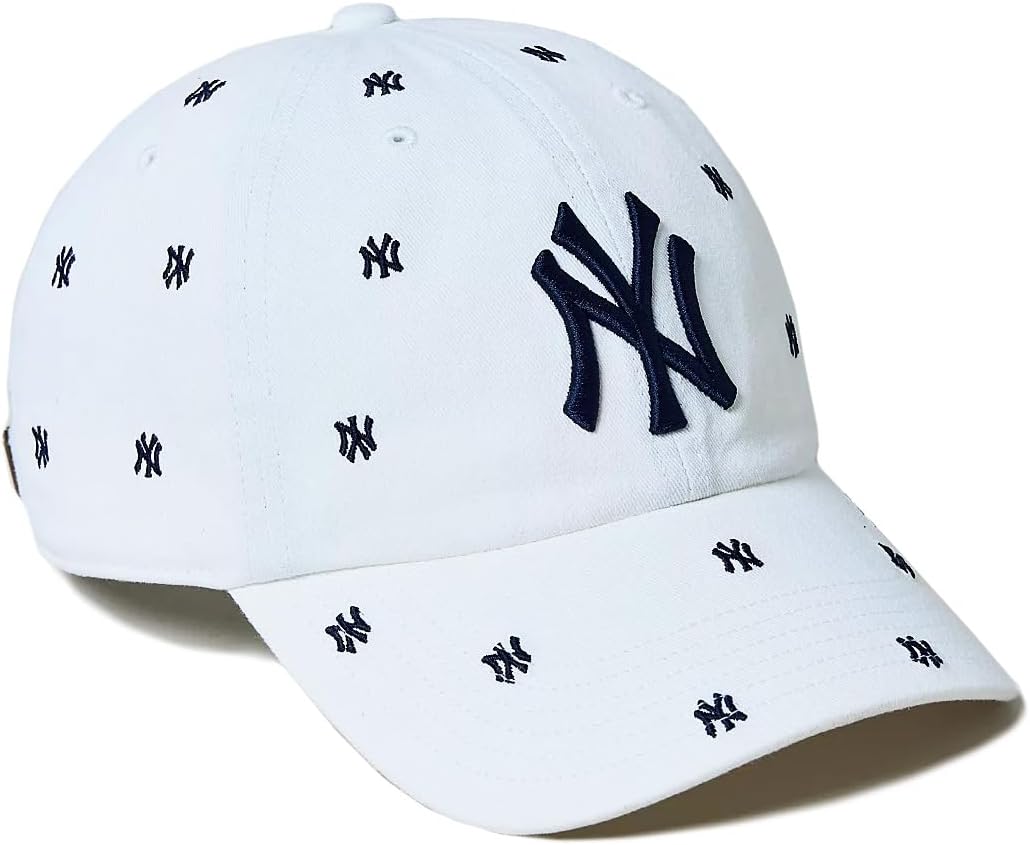 47 Brand NY New York Yankees Clean Up Confetti Strapback Cap, Adjustable Hat White