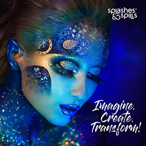 Iridescent Glitter Body Paint Gel - 7 Color Cosmetic Set 10 Ml Tubes Shimmer For Hair, Body, Face - Great For Dress Up, Festival, Costume Party, Halloween - By Splashes And Spills #TOP4