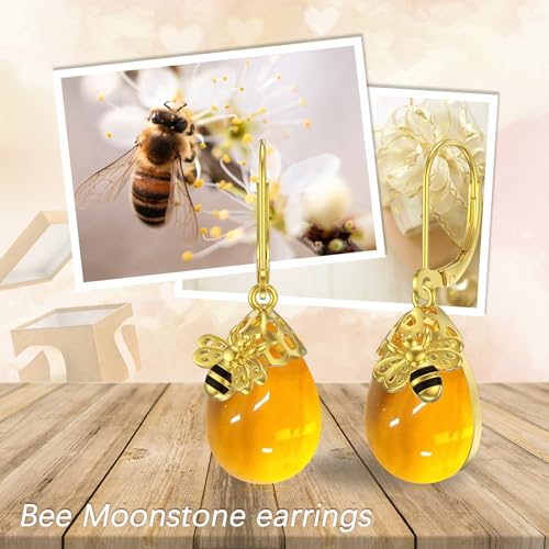 Image of TIGER RIDER Bee /Butterfly /Scorpion /Cactus /Leaf /Beetle 925 Sterling Silver French Clasp Leverback Earrings Amber /Crystal /Citrine /Moonstone /Obsidian /Jade /Rose quartz Pendant Jewelry Gift for Women