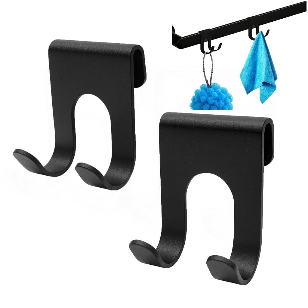 Trifletopia Black 2 Pack Shower Caddy Hooks – Heavy-Duty No-Drill Razor Hooks For Hanging Loofah, Towels And Bathroom Accessories – Versatile Shower And Bathroom Storage Rack Organizer
