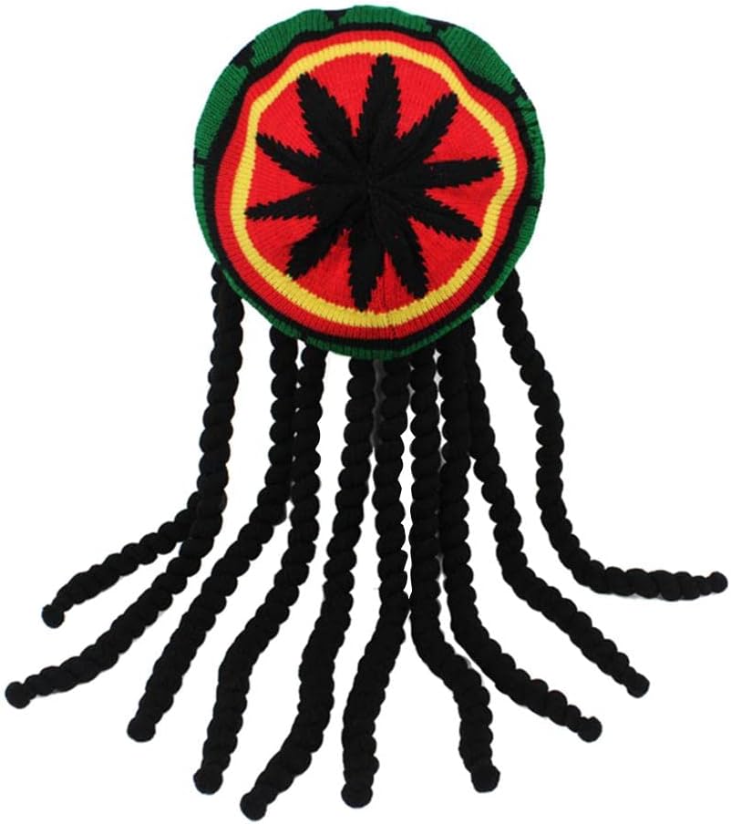 Reggae Dreadlocks Jamaican Knitted Beanies Wig Braid Cap Rasta Hair Hat