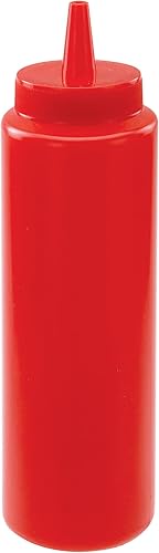 Winco Juego de botellas exprimibles de 6 piezas, 8 onzas, color rojo, mediano