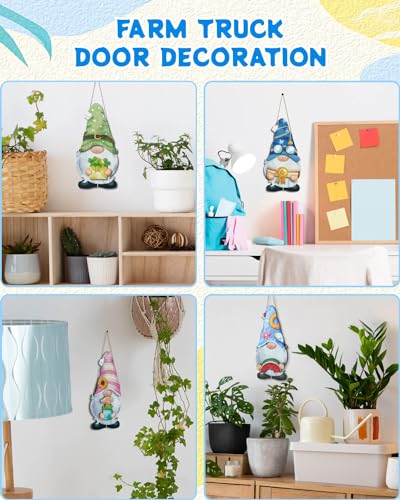 Putuo Decor 25pcs Interchangeable Welcome Sign for Front Door, Wood Seasonal Gnome Holiday Wall Hanging, Welcome to Our Home Sign Porch Decoration for Independence Day Fall Winter Thanksgiving - Thumbnail 4