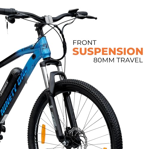 Image of NINETY ONE E-Drago | Electric Cycle | 7.8 Ah Battery | 29 T | Front Suspension 80mm | 250 Watts | IP65 BLDC Motor | 85% pre-Assembled | 2 Years Battery Warranty | Black Blue