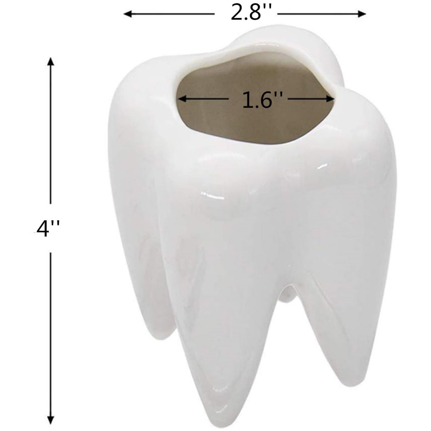 LECMACY Cute Tooth Shaped White Ceramic Planter Pots Flower Plant Containers, Mini Ceramic Succulent Planter Pots - Image 4