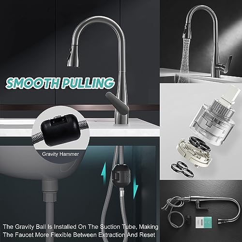 Robinet d'évier monotrou à poignée unique avec conduites d'eau