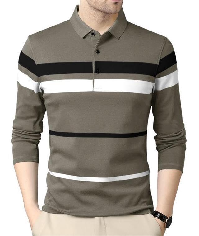 Image of Noble Monk Men's Polycotton Regular Fit Full Sleeves Polo T-Shirt