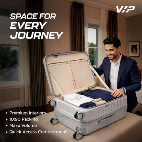 Image of VIP FLEX9010 Expandable Check-in Trolley Bag 67cm | Medium | Hard Luggage | 8-Wheel Business Travel Suitcase with 15.6 inch Laptop Compatible | Flushed TSA Lock | 3 Years International Warranty (Grey)