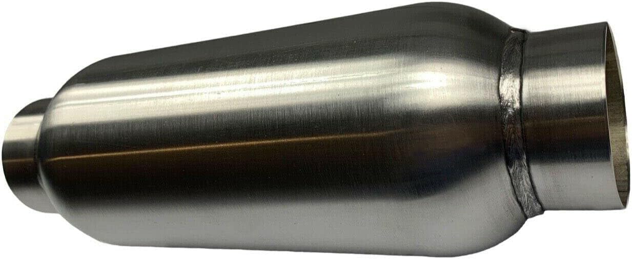 Pair of 2.5" Inlet/Outlet - 12" Length Exhaust Muffler Resonator SS