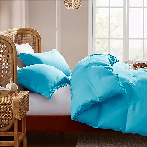 Nestl King Duvet Cover Set with Comforter Insert - Bright Blue 4 Piece 104x90 Duvet Cover & 2 Pillow Shams with White Quilted Down Alternative Comforter, Ultra Soft, All Season