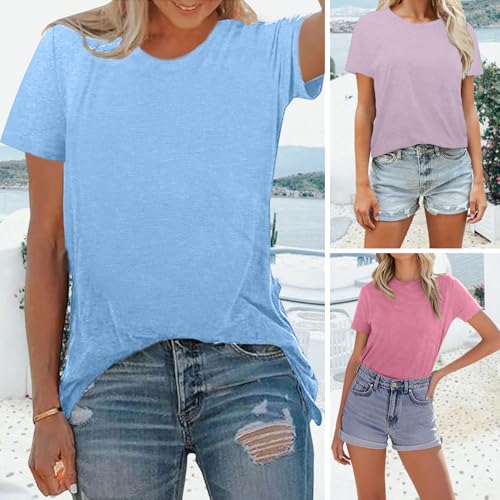 BLACKMYTH Womens 3 Pack Basic T Shirts Summer Tops 2026 Fashion Short Sleeve Comfy Casual Vacation Tees SkyBlue Greypurple Pink Medium additional image 2