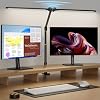 Lámpara de anillo de escritorio con soporte, interruptor de sensor de doble cabezal de luz | Brazo de aleación de aluminio rotable 270° y extensible, cuidado ocular, lámparas de escritorio regulables de 24W para oficina en casa con clip 2