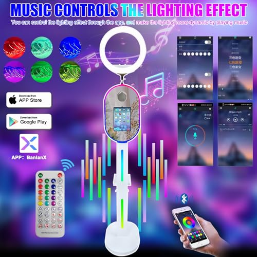 Image of Photo Booth for iPad 10.2 inch 10.9 inch 11 inch 12.9 inch 13 inch for Camera Dualuse Selfie Station Shell Stand APP Control RGB Ring Light Music Sync Light Box Photobooth Machine with Honeycomb Boxes for Rental