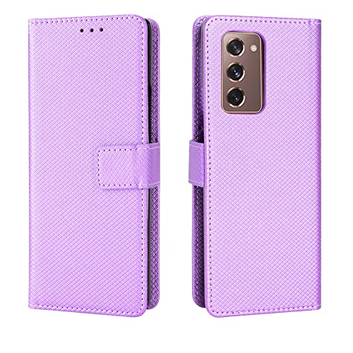 Elubugod Funda para Samsung Galaxy Z Fold 2 5G Carcasa Case Funda,Funda de Cuero PU Funda para Samsung Galaxy Z Fold2 Fold 2 5G SM-F916B SM-F916U Funda Carcasa Case Funda Purple