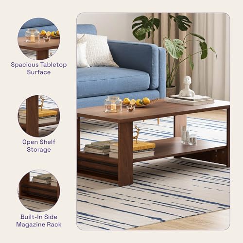 Image of Wakefit Center Table | 1 Yr Warranty | Coffee Table for Living Room Wooden, Tea Table for Living Room Wooden, Sofa Table, Free Installation from Brand, Modern Multi-Functional & Wobble-Free(Nestren)
