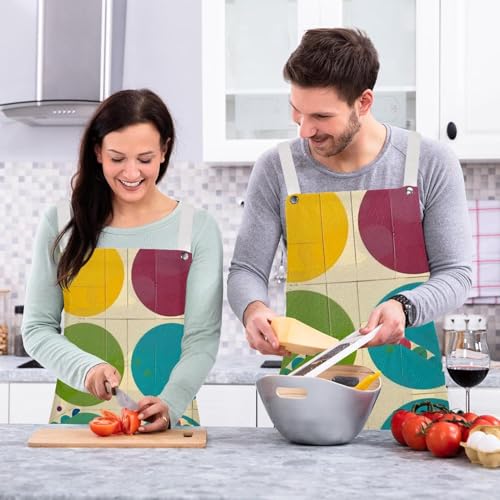 Tabliers de cuisine cercles colorés lot de 2 imperméables réglables - 6