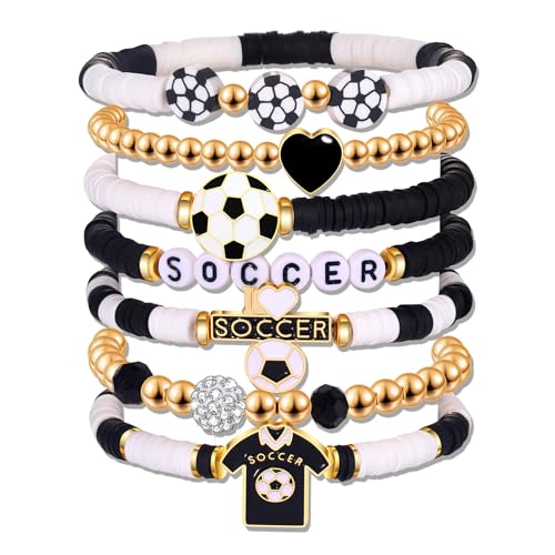 BVGA Game Day Bracelets for Women Stackable Baseball Basketball Football Soccer Beaded Bracelets Game Day Outfits Jewelry Accessories Sports Party Favors Gifts
