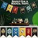Harry Potter Gifts Banner Decorations Set of 6 Hogwarts House Flags 20x12 Inch Gryffindor, Slytherin, Ravenclaw, Hufflepuff Birthday Party Supplies (Multi Flags)