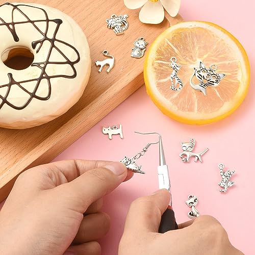 UR URLIFEHALL 100 Pcs 10 Styles Tibetan Silver Cat Charms Mixed Vintage Animal Pet Charms Pendants for Necklace Bracelet Jewellery Making - Image 3