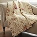 Greenland Home Fashions Antique Rose - Classic Traditional Floral - 100% Cotton Quilted Throw Blanket, 50 x 60 inches, Ecru
