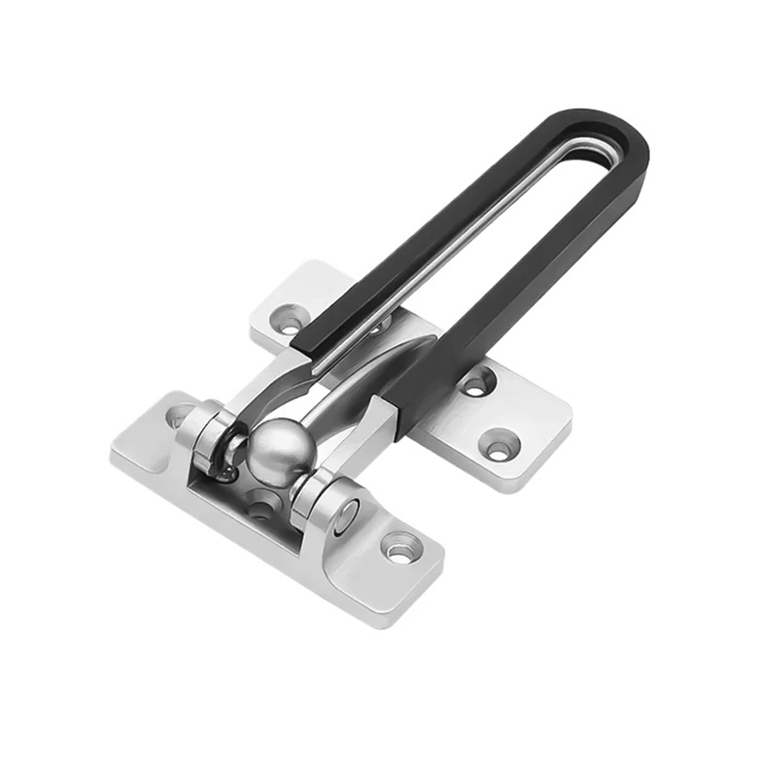 Swing Bar Door Lock 3pcs Insurance Door Bolt Anti-Theft Buckle Chain Stainless Safety Bedroom Hotel(Silver-Rubber)
