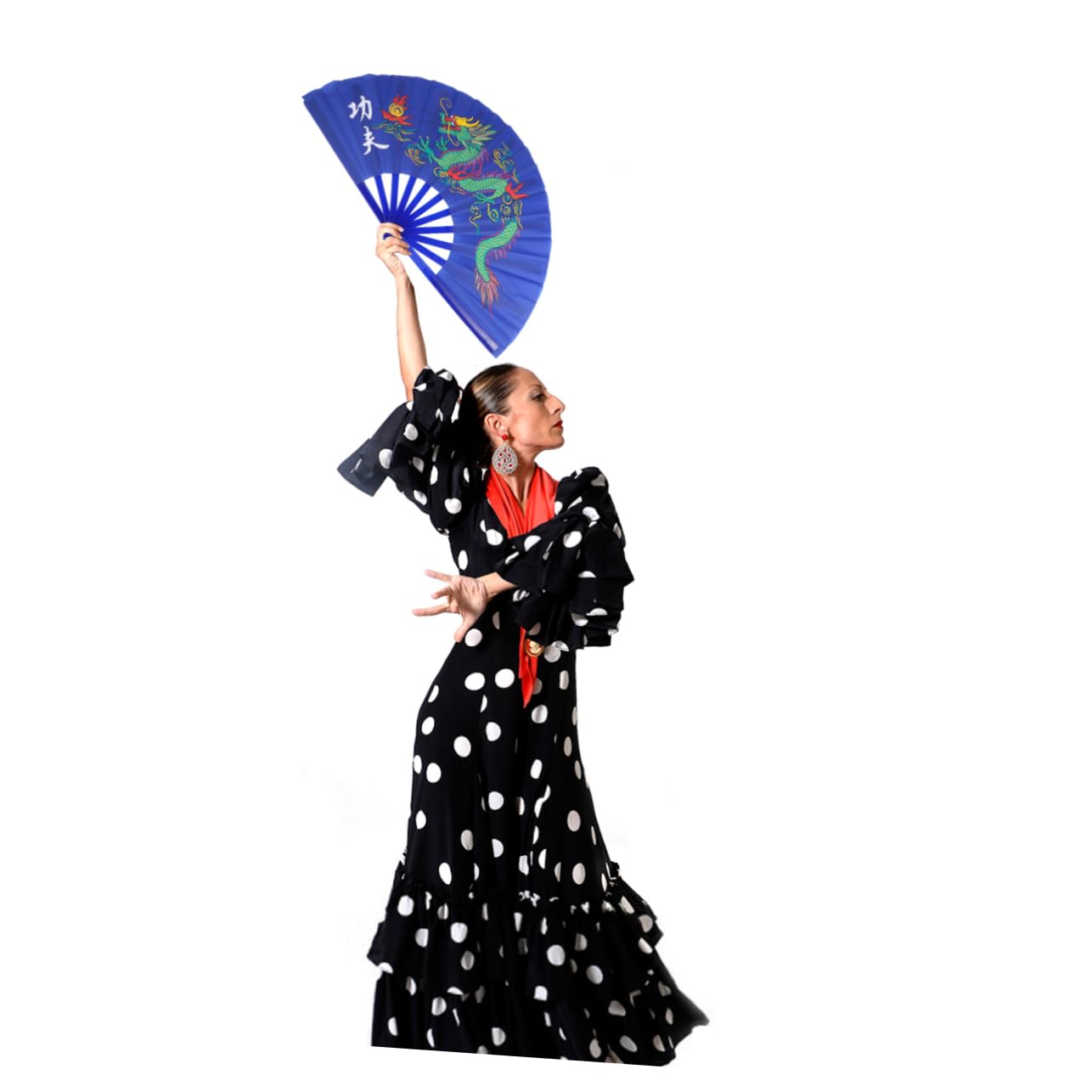 Éventail chinois bleu à ouverture facile pour éviter les blocages